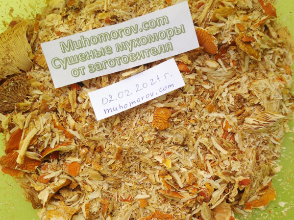 Шляпки мухомора крошеные